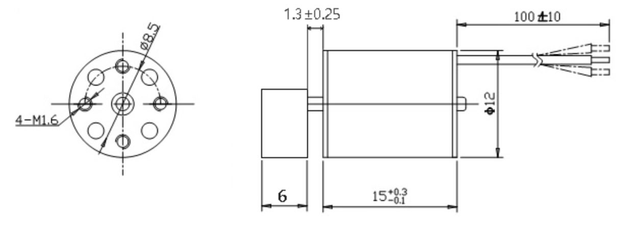 12mm bldc electric motor tsl bc1215 sf drawing