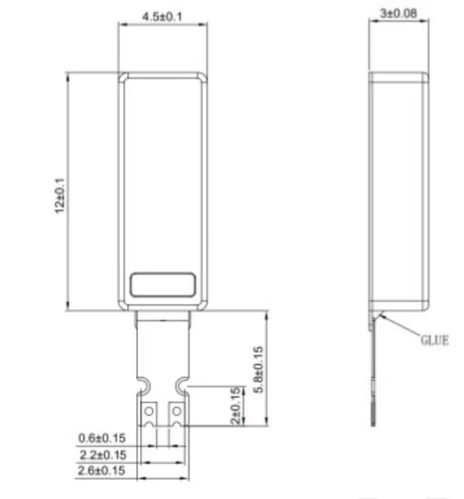 12mm lra linear vibration motor tsl elv451230 drawing