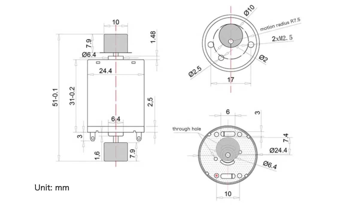 24mm Double Heads ERM Vibrator - 30mm Type Model TSL-RK370-DR drawing1