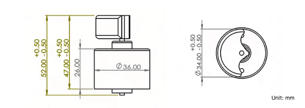 36mm BLDC Brushless Vibration Motor - 26mm Type Model TSL-BL3626-SF dimension