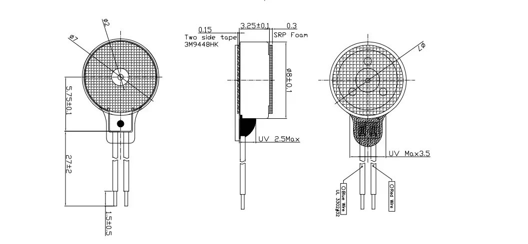 8mm length lra linear vibration motor drawing