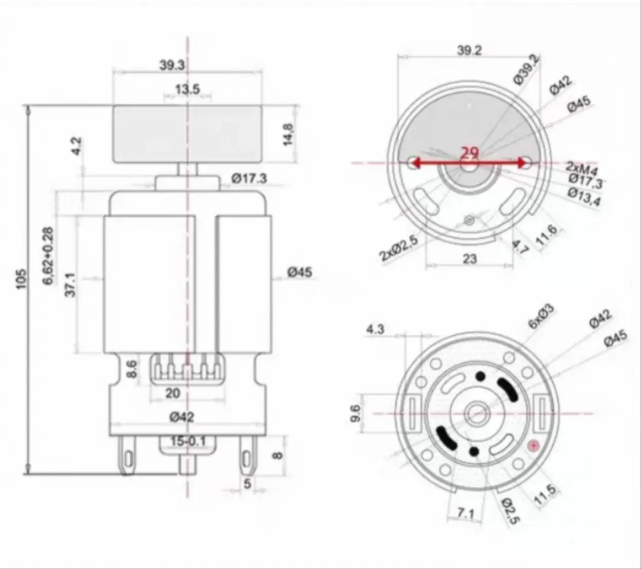 erm vibration motor 66mm tsl r 775 sf drawing