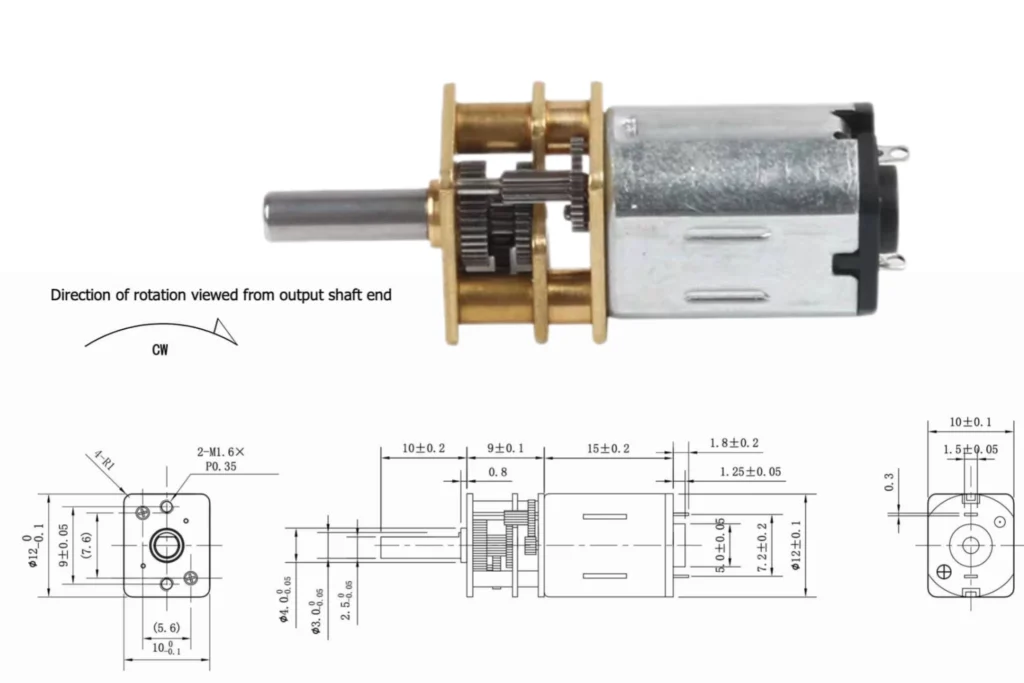 12mm n20 dc gear motor tsl gm12 n20va drawing