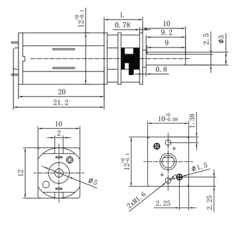 12mm n30 dc gear motor tsl gm12 n30va drawing