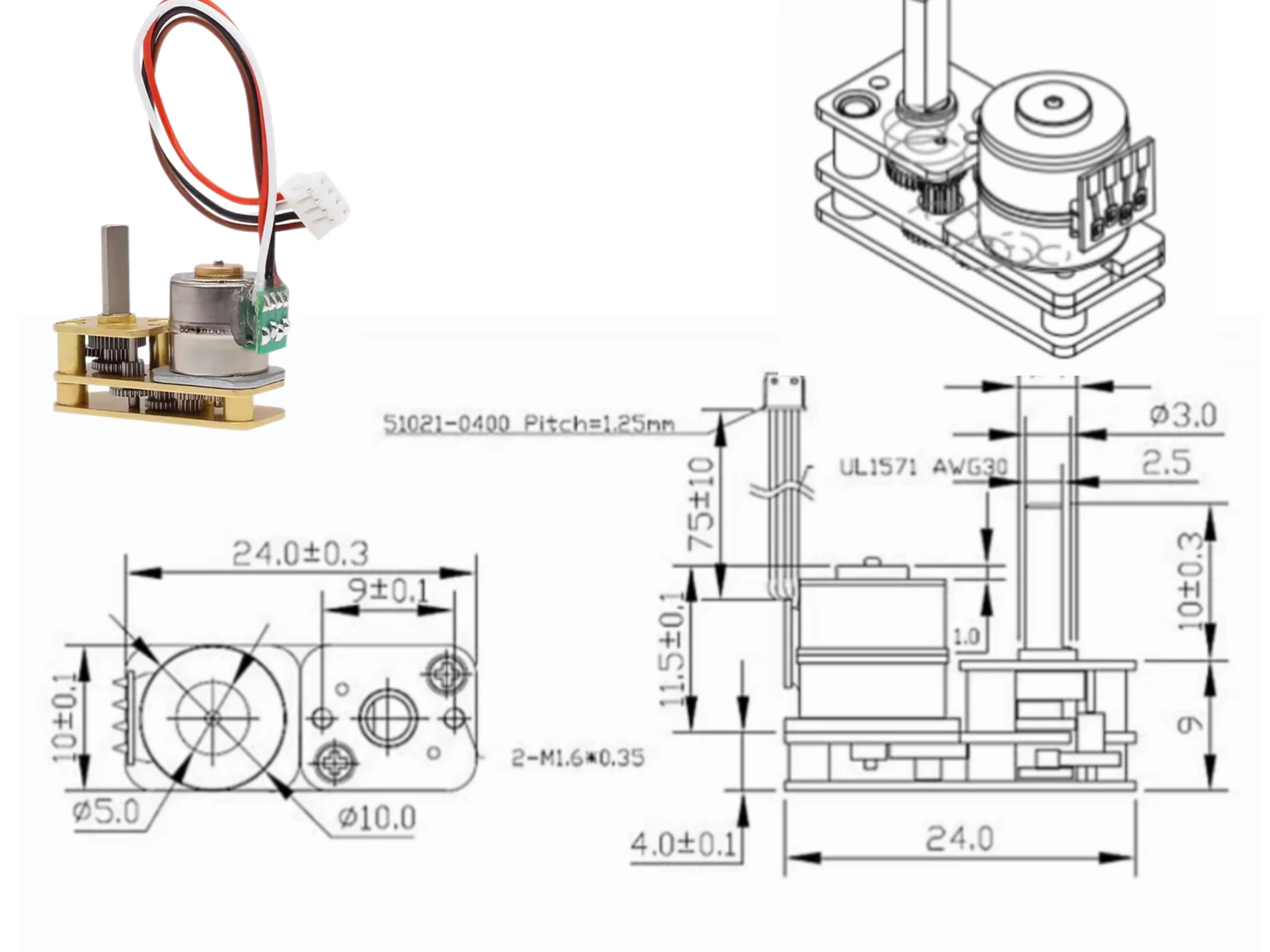 12mm stepper gear motor tsl gm1024 10by drawing