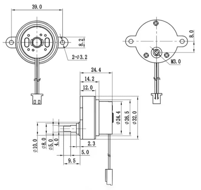 32mm micro dc gear motor model tsl js30 drawing