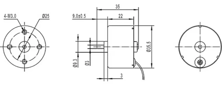 36mm micro brushless motor tsl bldc 3625 drawing