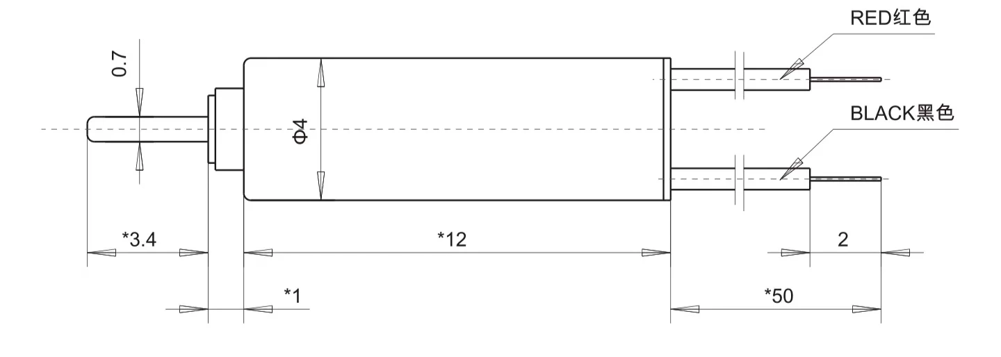 4mm coreless dc motor 12mm tsl d0412 drawing