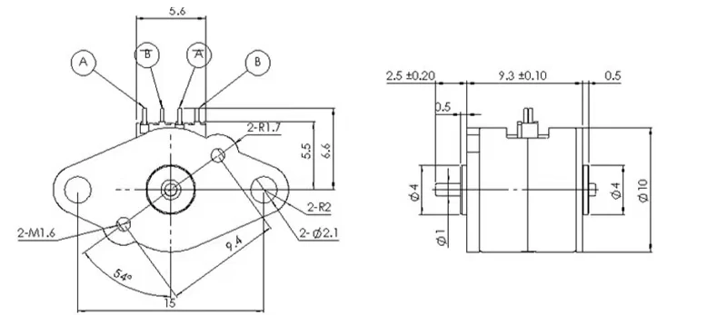 5v micro stepper motor 9mm tsl 10by 18 drawing
