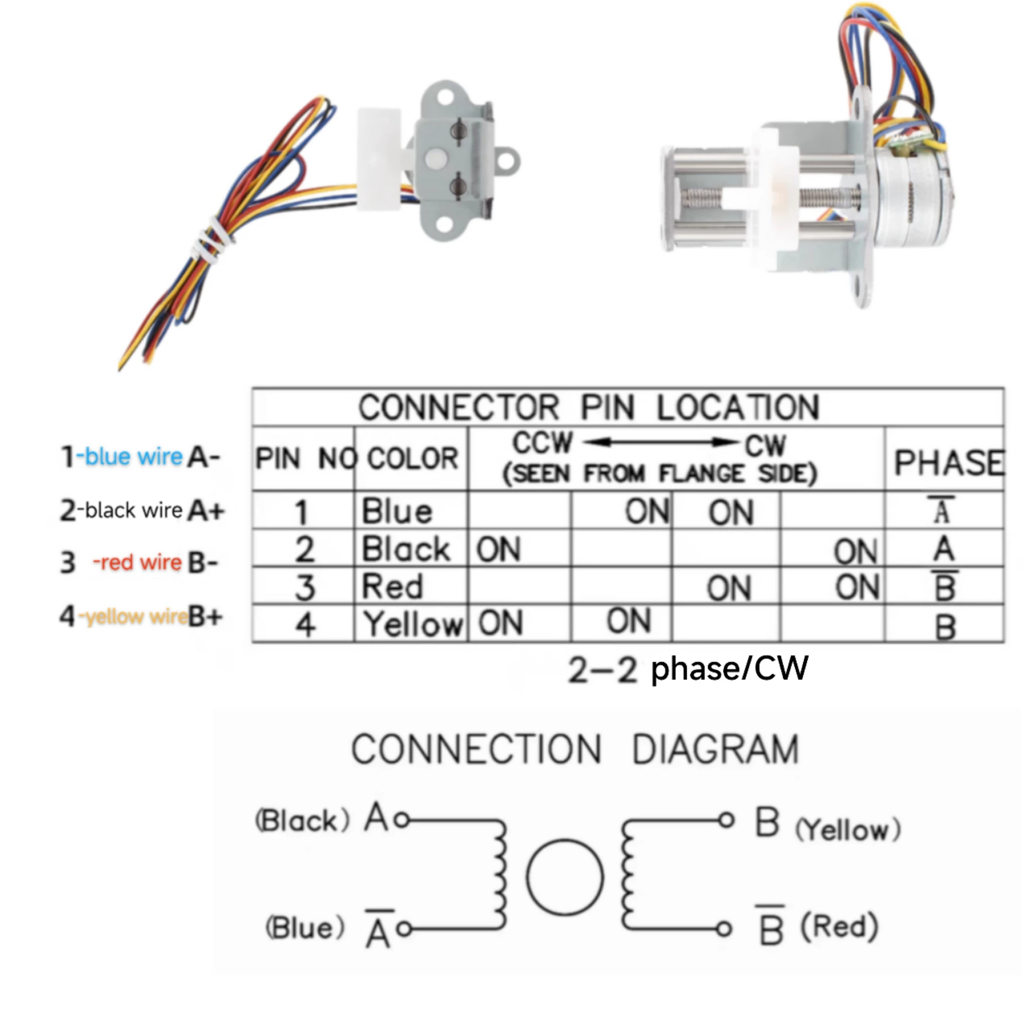 6v 2 phase 4 wire stepper motor linear actuator tsl sm1519 wiring
