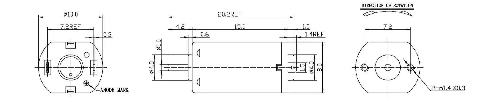 micro m20 dc motor 15mm tsl ff m20vav drawing