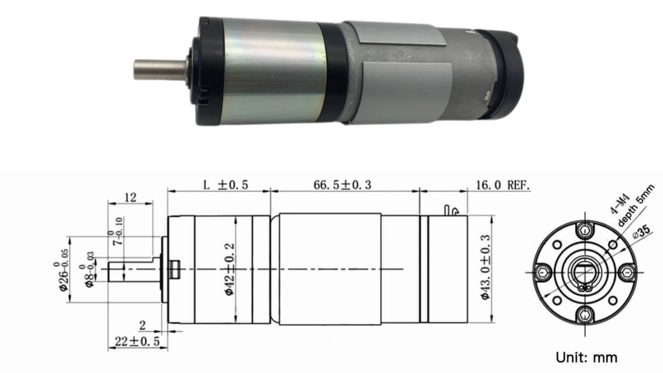 planetary gear motor with encoder drawing