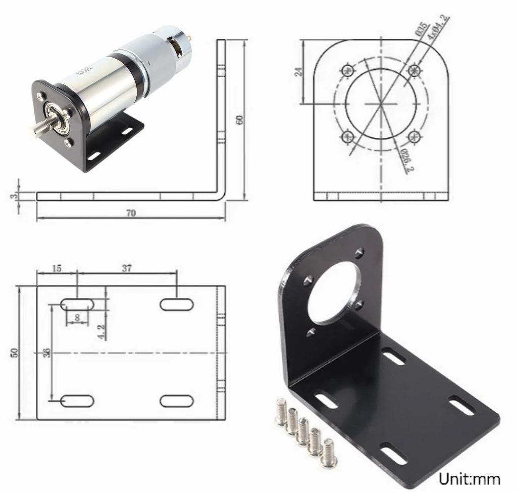 planetary gear motor with encoder mounting bracket