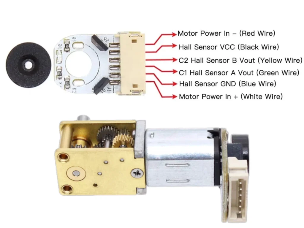 worm geared motor with magnetic encoder connection method