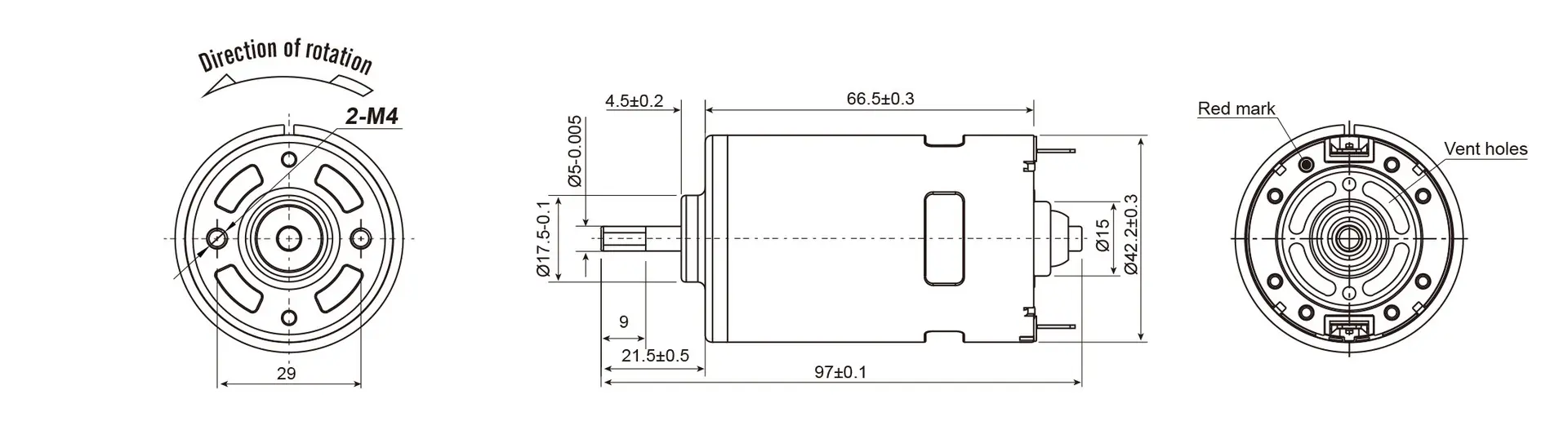 44mm brushed 775 dc motor tsl rs 775 770 outline drawing