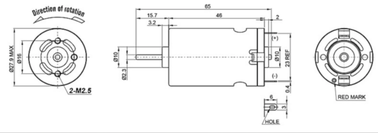 brushed 24v dc motor tsl rs390a 395a drawing brushed 24v dc motor tsl rs390a 395a drawing