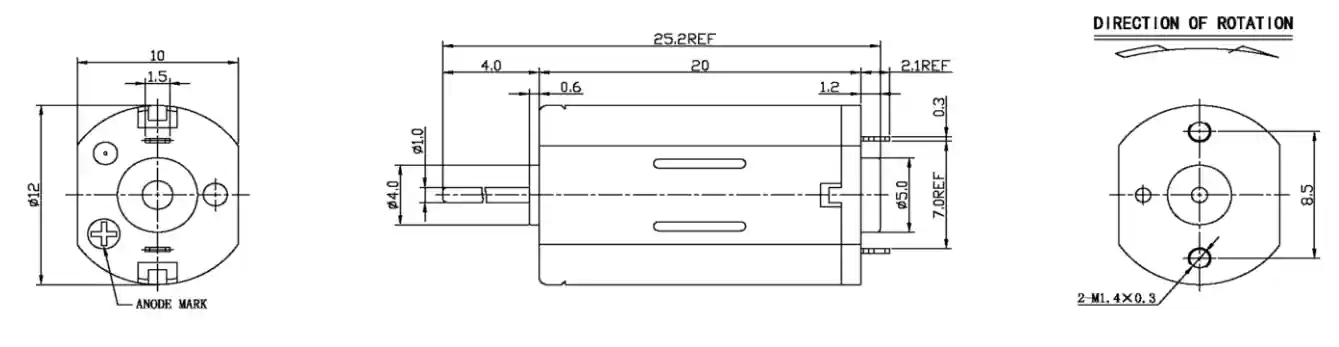 12v small dc electric motor ff n30vav outline drawing