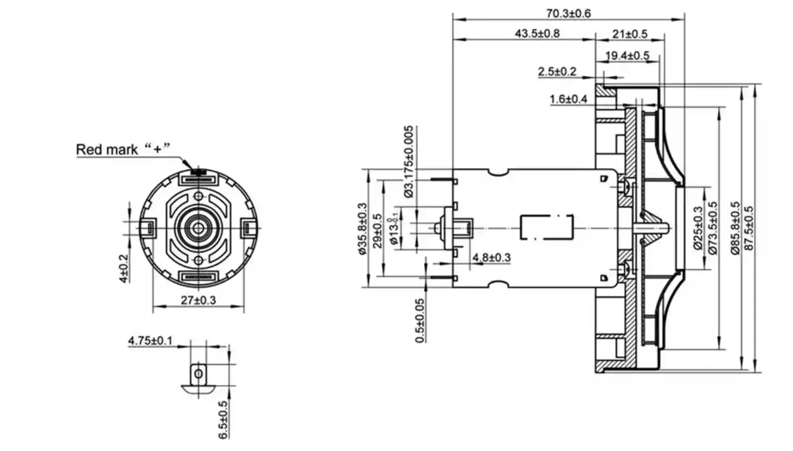 clean vacuum cleaner motor tsl rs 545 f outline drawing