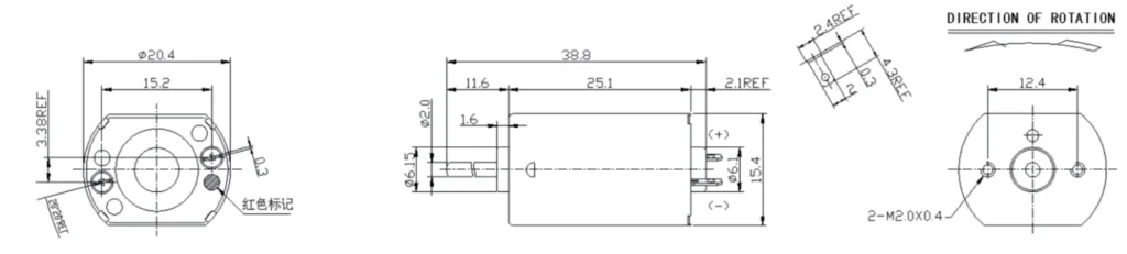 hobby motor dc 25mm length tsl ff 130 outline drawing