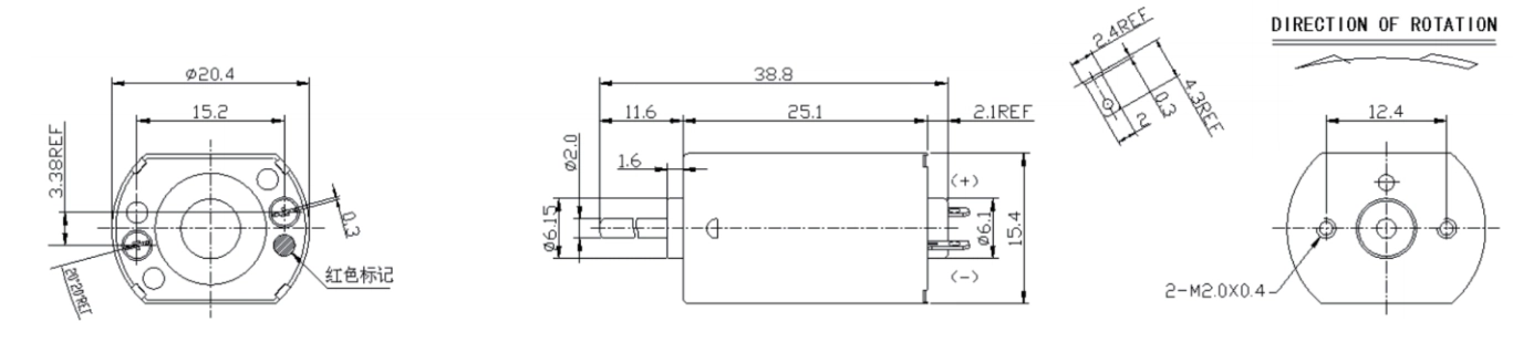 hobby motor dc 25mm length tsl ff 130 outline drawing
