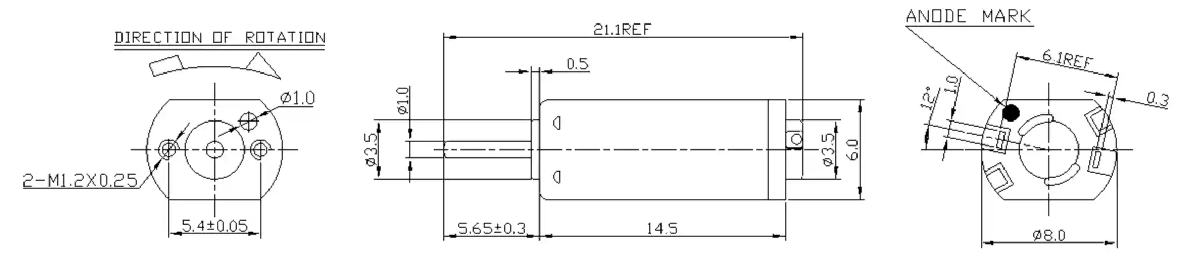 tiny electric motor tsl ff k20vav outline drawing