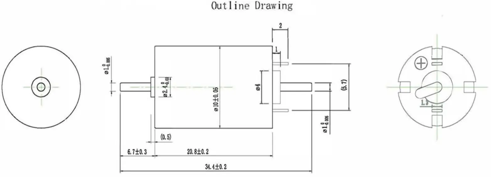 1020 coreless motor dc 20mm tsl cl1020 drawing