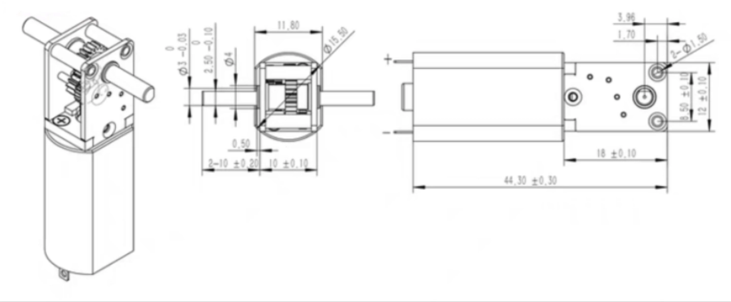 16mm dc worm gear motor tsl 1218gm 050 d drawing