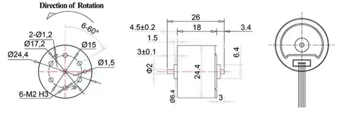 24v brushless motor tsl bldc 2418 outline drawing 1