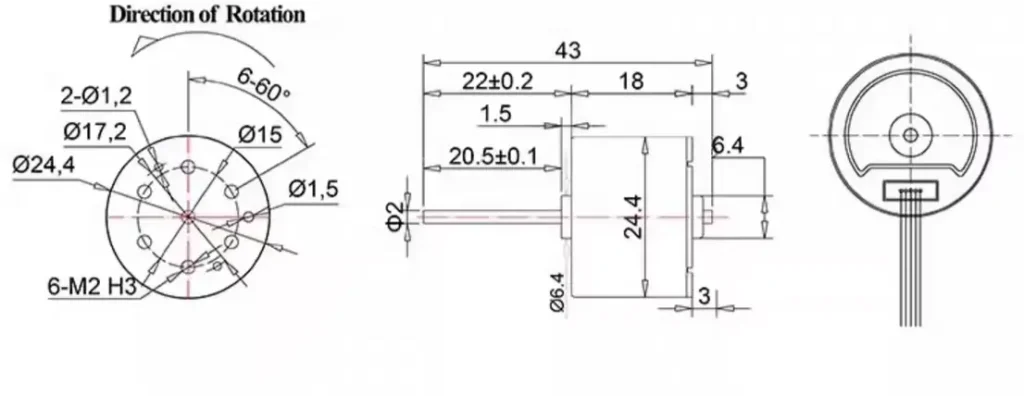 24v brushless motor tsl bldc 2418 outline drawing 2