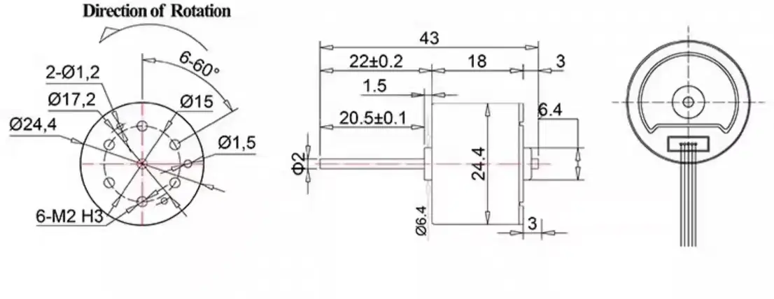 24v brushless motor tsl bldc 2418 outline drawing 2