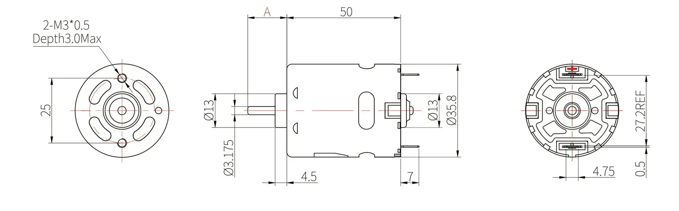 36mm small electric motors tsl rs 545 drawing