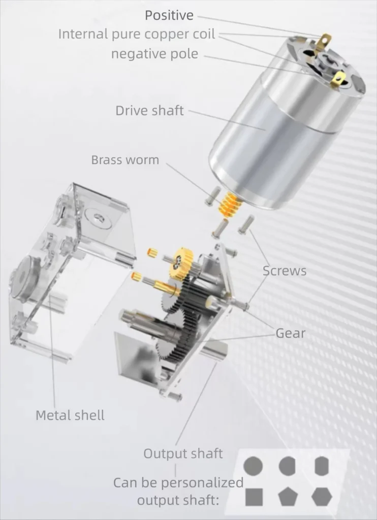 36mm worm motor gear tsl 5840gw 555 exploded view