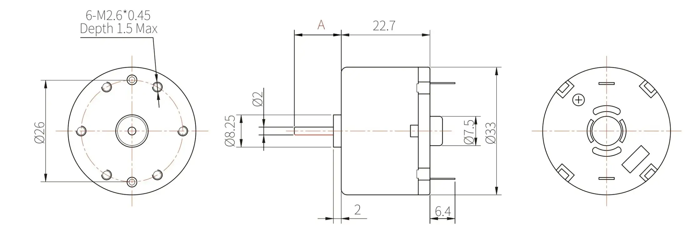 brushed micro dc motor tsl rc 520 tb drawing