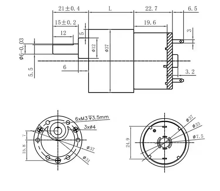 high torque electric motor tsl gm37 520 drawing