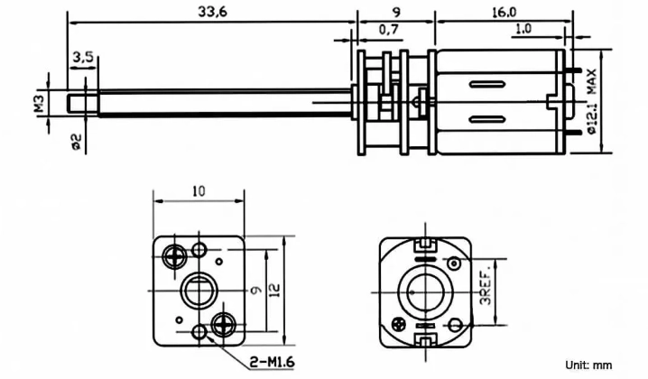 high torque mini gear motor tsl gm12 n20va d3 drawing