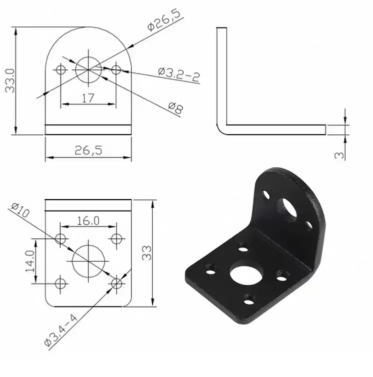 metal gear dc motor model tsl gm25 280 mounting bracket