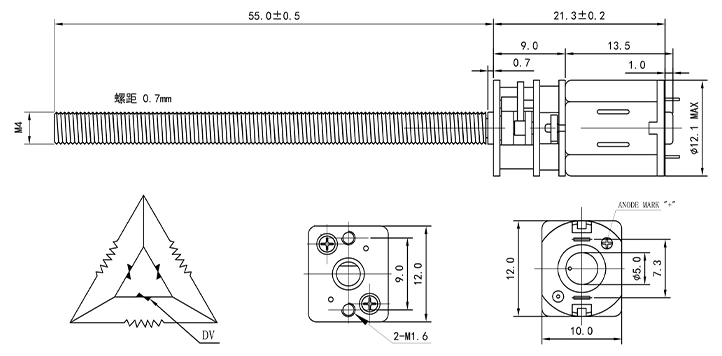 metal geared dc motor tsl gm12 n10va m4 drawing