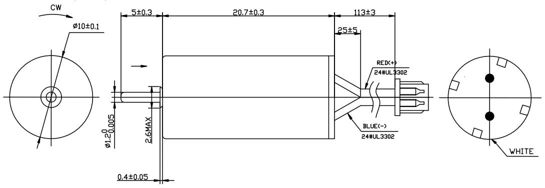 small drone motor 20mm model tsl cl0820 drawing