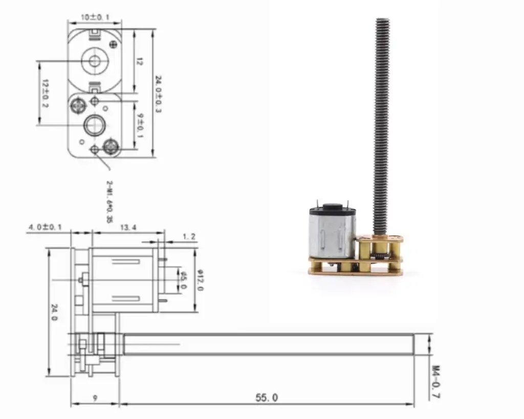 small high torque motor gm1024 n10 m4 drawing