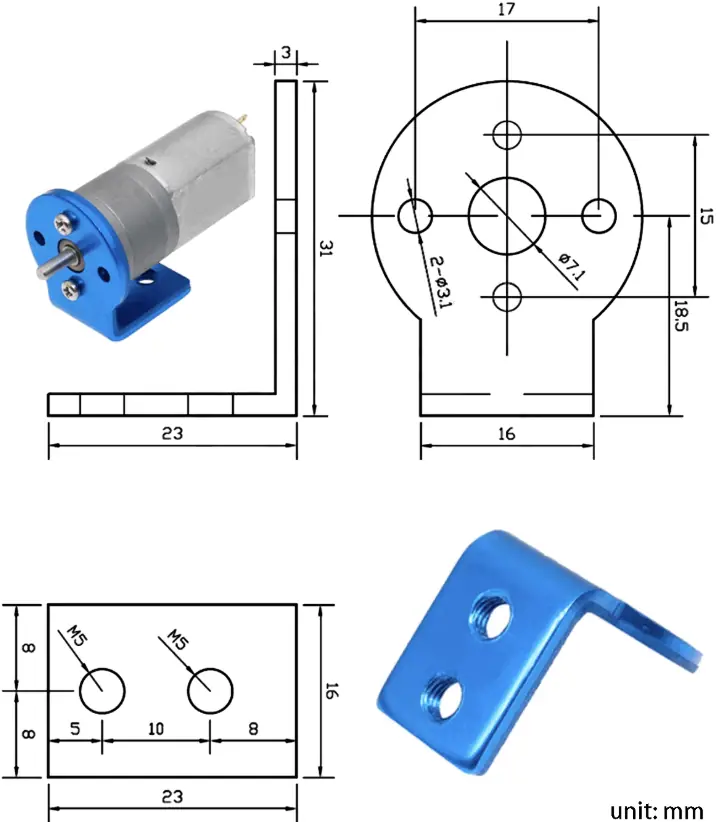 high torque stepper motor tsl gm20 20sm mounting bracket