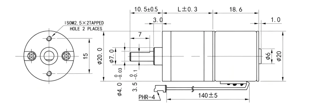 high torque stepper motor tsl gm20 20sm outline drawing