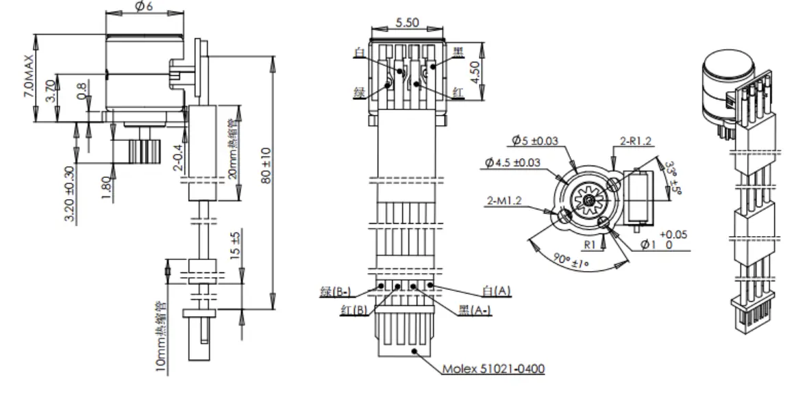 6mm smallest stepper motor tsl sm0613 drawing