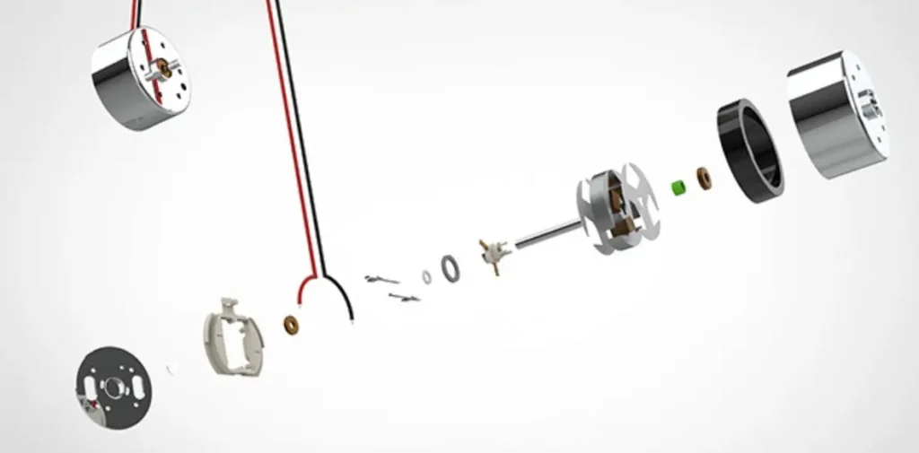 Iron core motor exploded view