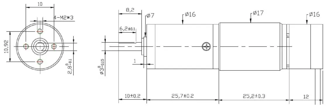 brushed coreless motor tsl cgm1725 drawing
