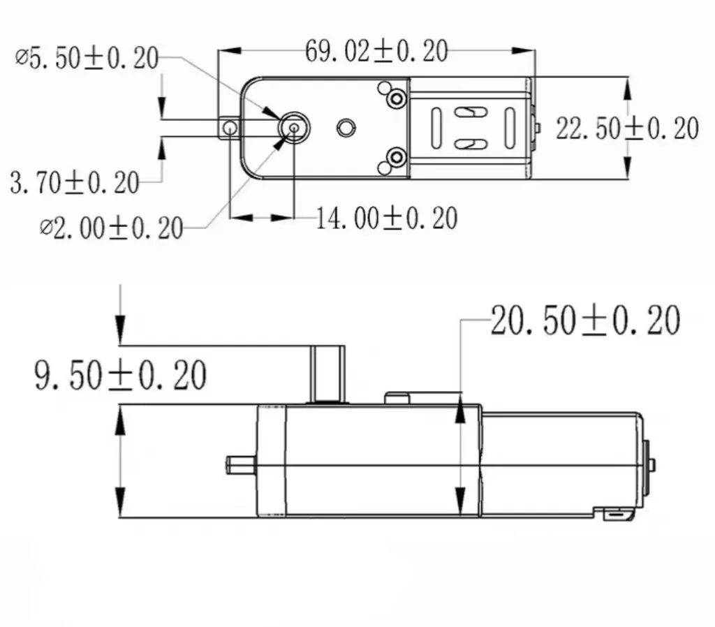 electric motor hobby abs type tsl t130s outline drawing