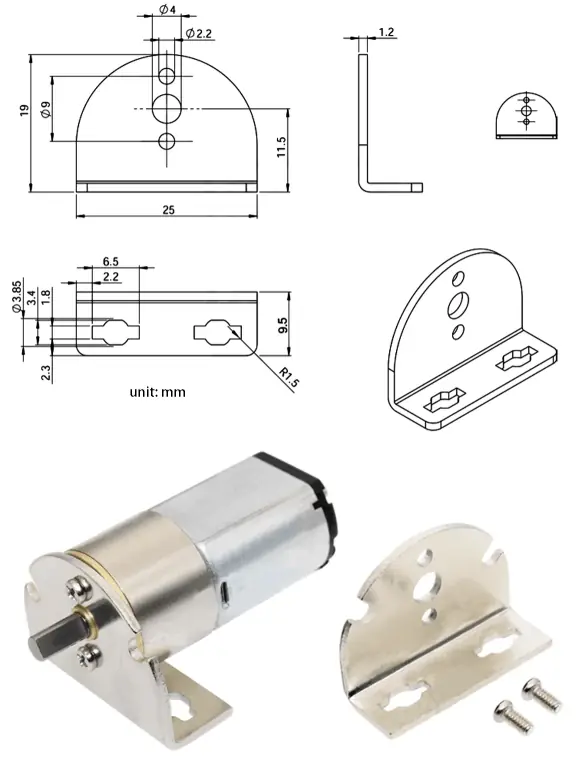 gear reduction box electric motor tsl gm16 030 mounting bracket drawing