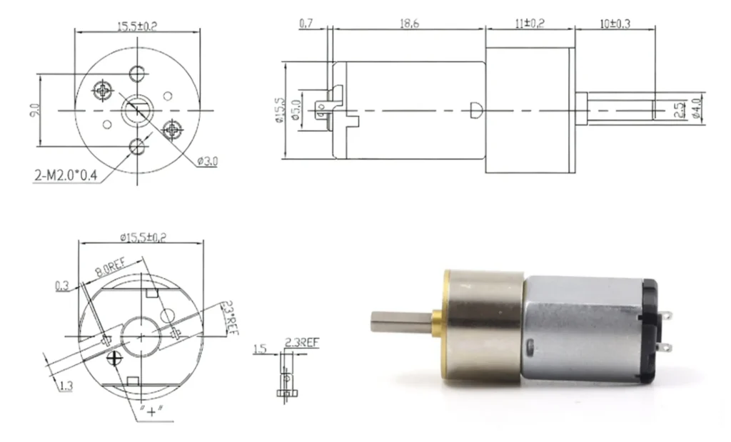 gear reduction box electric motor tsl gm16 030 outline drawing