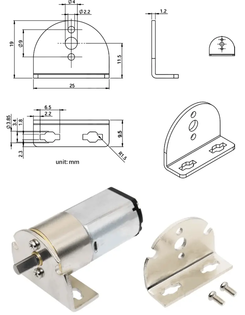 high torque low rpm motor gm16 030 en mounting bracket drawing