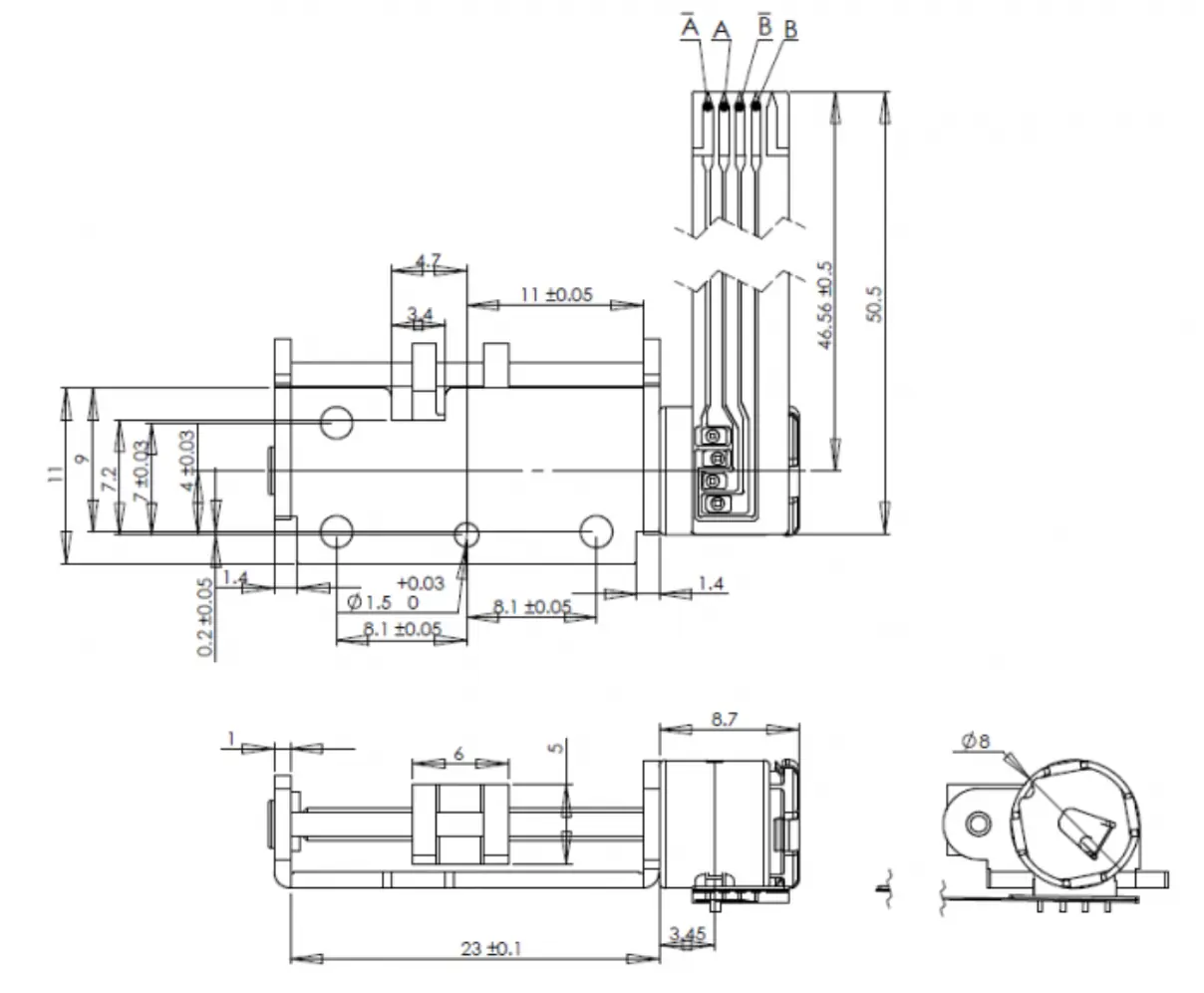 linear actuator with stepper motor tsl vsm0806 outline drawing linear actuator with stepper motor tsl vsm0806 outline drawing