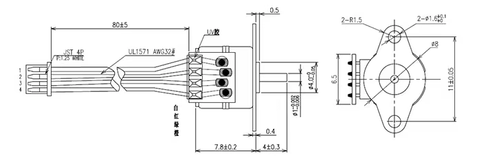microstepping stepper motor tsl sm0801 drawing